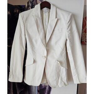 Alexander McQueen Women's Off White Single Breasted Blazer Jacket Size 46 TP01